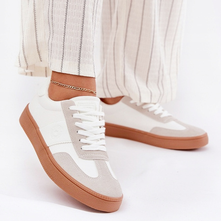 Trampki damskie BIG STAR Białe beżowe półbuty sneakersy tenisówki RR274804