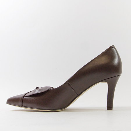 Czółenka damskie KOTYL Szpilki Skórzane Brązowe na obcasie eleganckie 3759