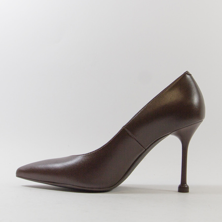 Czółenka damskie KOTYL Szpilki Skórzane Brązowe na obcasie eleganckie 8525