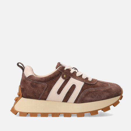 Sneakersy damskie VENEZIA półbuty sportowe skórzane brązowe V408