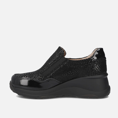Sneakersy damskie FILIPPO Czarne skórzane półbuty na koturnie 6473