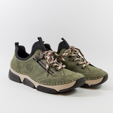 Półbuty damskie RIEKER Sneakersy zielone Trzewiki Antistress 45973-54