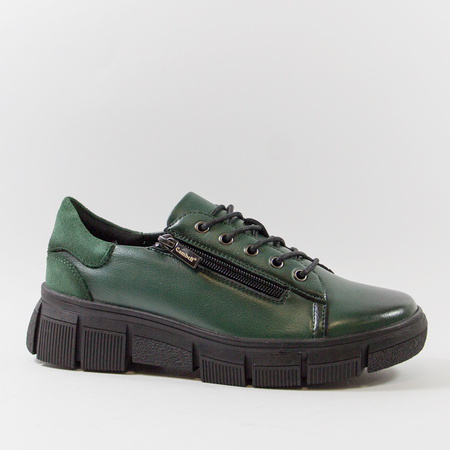 Sneakersy damskie CAMBELL Zielone skórzane półbuty na platformie 19305