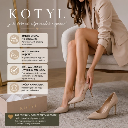Kotyl 5445 perłowe czółenka skórzane z cyrkoniami