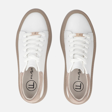 Filippo 6119 białe sneakersy damskie skórzane na platformie