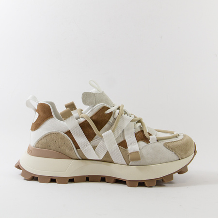 SOHO 234 beżowe sneakersy damskie skórzane na platformie