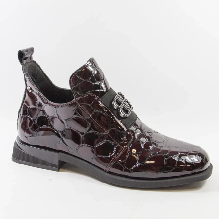 Filippo DBT4763 Bordowe botki damskie skórzane lakierowane