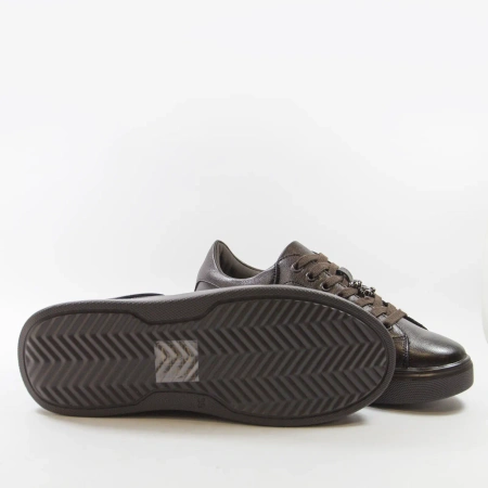 Cambell 19379 czekoladowe sneakersy damskie skórzane na platformie