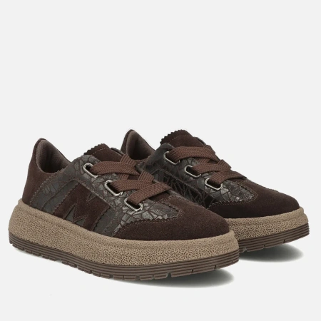 Filippo 7978 brązowe sneakersy damskie skórzane na platformie