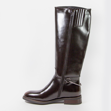 Kozaki damskie CAMBELL Brązowe skórzane muszkieterki długie ocieplane 60333