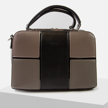 Torebka damska kuferek listonoszka Czarna z paskiem na ramię i dwoma uchwytami