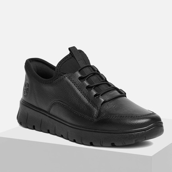 Półbuty damskie RIEKER Sneakersy czarne sportowe N1357-00