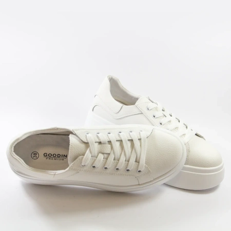 Goodin 1072 białe sneakersy damskie skórzane na platformie