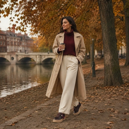 Tamaris 23775 brązowe sneakersy damskie skórzane na platformie mocca