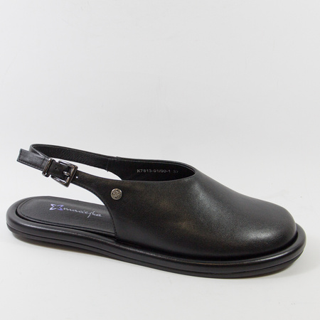 Maciejka K7513 Sandały damskie czarne skórzane zakryte palce Barefoot