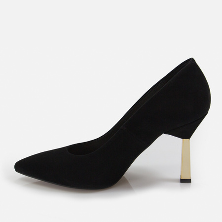 Kotyl 8509 czółenka damskie czarne zamszowe szpilki eleganckie