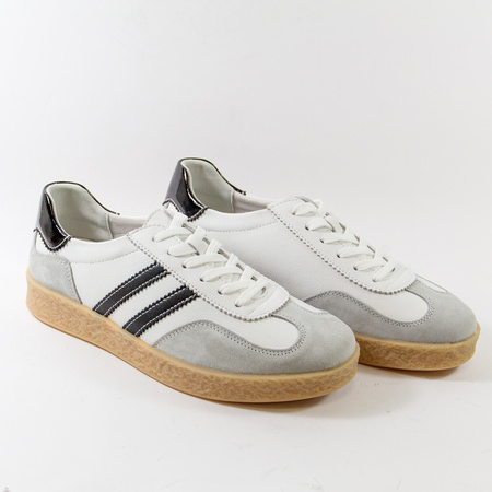 GOODIN 2102 biało-szare sneakersy damskie skórzane retro