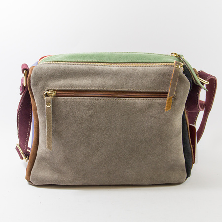 Torebka damska VEZZE Listonoszka Skórzana Kolorowa Zamszowa Trzykomorowa V003