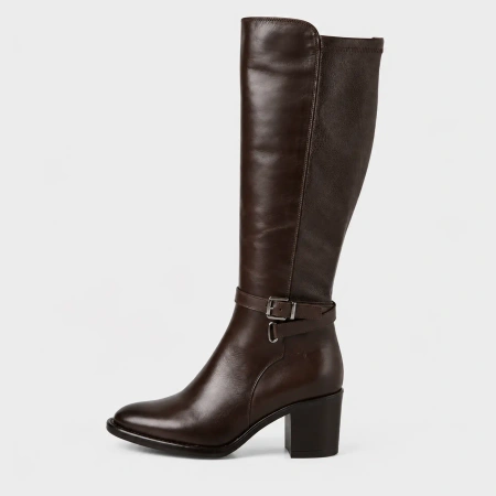 Tamaris 25509 Brązowe kozaki damskie Mocca na obcasie 7 cm