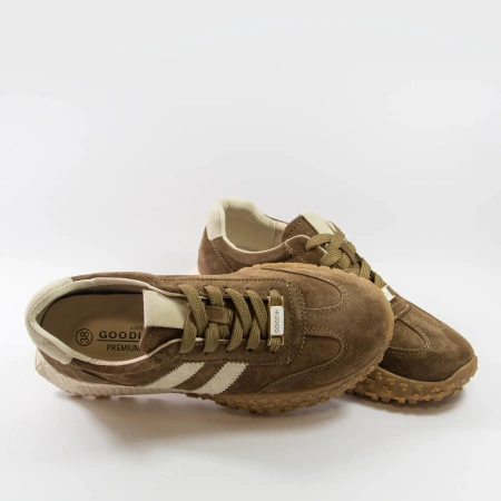 Goodin 1090 brązowe sneakersy damskie zamszowe na platformie