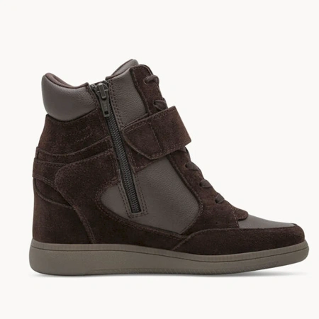 Tamaris 25282 Brązowe wysokie sneakersy damskie skórzane