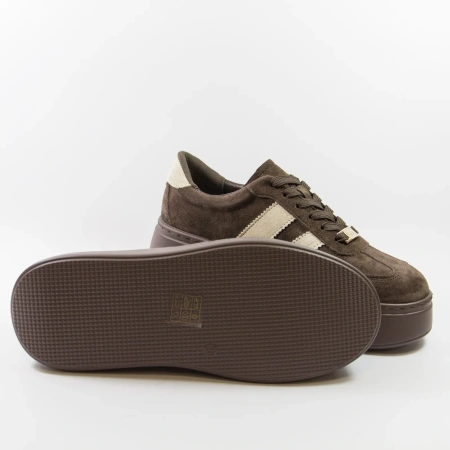 Goodin 1044 brązowe sneakersy damskie zamszowe na platformie