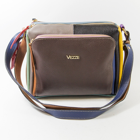 Torebka damska VEZZE Listonoszka Skórzana Kolorowa Trzykomorowa V004