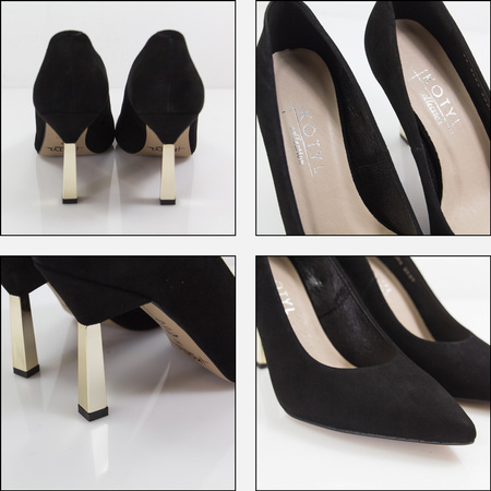 Kotyl 8509 czółenka damskie czarne zamszowe szpilki eleganckie