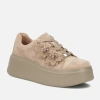 Filippo DP7987 Beżowe sneakersy damskie zamszowe na platformie 