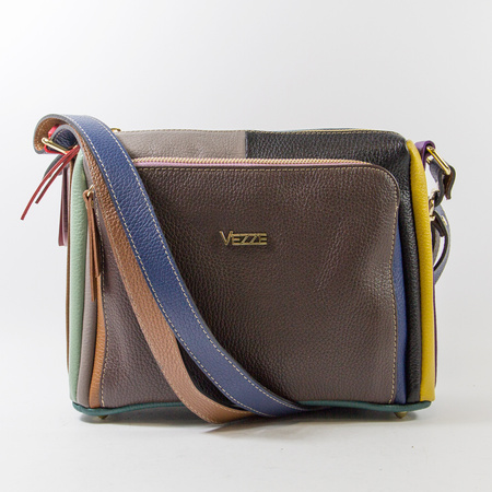 Torebka damska VEZZE Listonoszka Skórzana Kolorowa Trzykomorowa V004