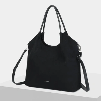 Luigisanto RG2592004-3 czarna duża torebka damska zamszowa shopperka