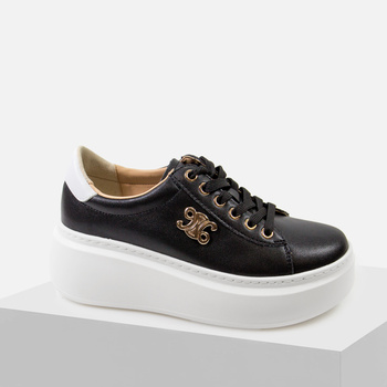 Sneakersy damskie SOHO Czarne Skórzane na platformie Półbuty