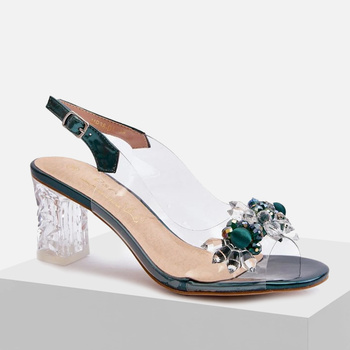 Eleganckie sandały damskie D&A Transparentne na obcasie Zielone Silikonowe
