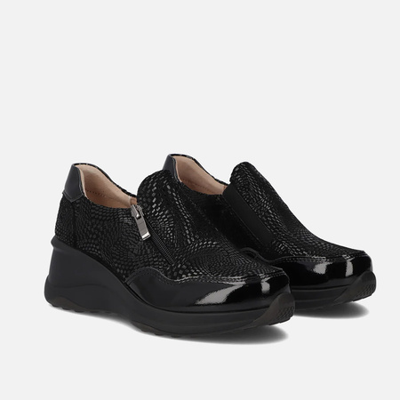 Sneakersy damskie FILIPPO Czarne skórzane półbuty na koturnie 6473