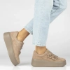 Filippo DP7987 Beżowe sneakersy damskie zamszowe na platformie 