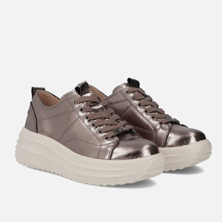 Sneakersy damskie FILIPPO Metaliczne skórzane półbuty na platformie 6795