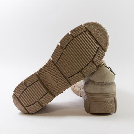 Sneakersy damskie CAMBELL Beżowe skórzane półbuty na platformie 19305