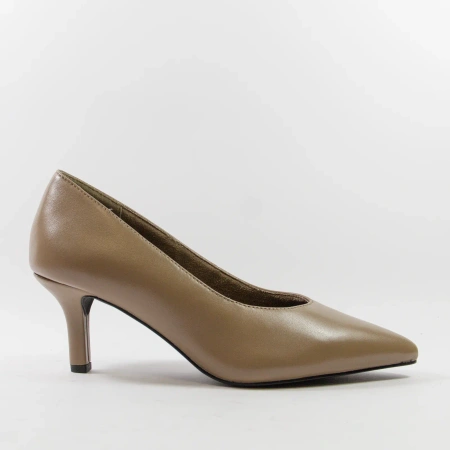 Marco Tozzi 22414 Czółenka damskie skórzane cappuccino na obcasie 7 cm brązowe