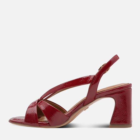 Sandały damskie TAMARIS 28339 Czerwone Lakierowane Słupek 7 cm Eleganckie