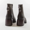 D&A CR62-3202 Ciemnobrązowe botki damskie skórzane na platformie