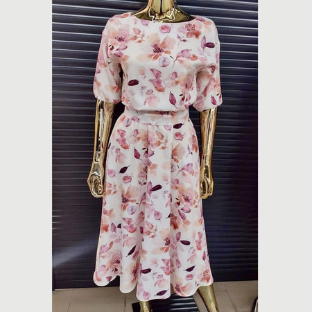 Elegancka sukienka damska A&I Kolorowa w kwiaty Koktajlowa Midi