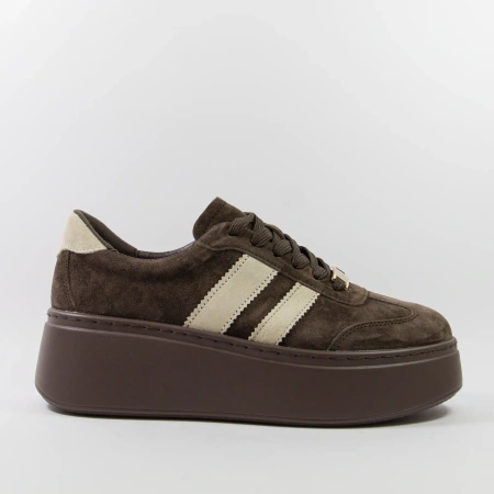 Goodin 1044 brązowe sneakersy damskie zamszowe na platformie