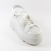 Sneakersy damskie EKSBUT Białe siateczkowe sandały skórzane Slingback 7233