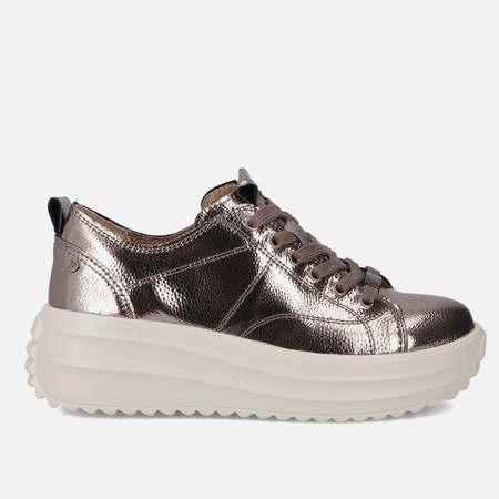 Sneakersy damskie FILIPPO Metaliczne skórzane półbuty na platformie 6795