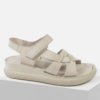 Sandały damskie SOKOLSKI 139 Skórzane szare na koturnie i platformie