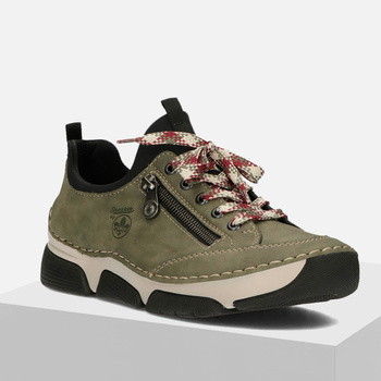 Półbuty damskie RIEKER Sneakersy zielone Trzewiki Antistress 45973-54