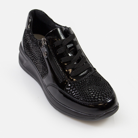 Filippo DP6352 sneakersy damskie skórzane czarne na koturnie