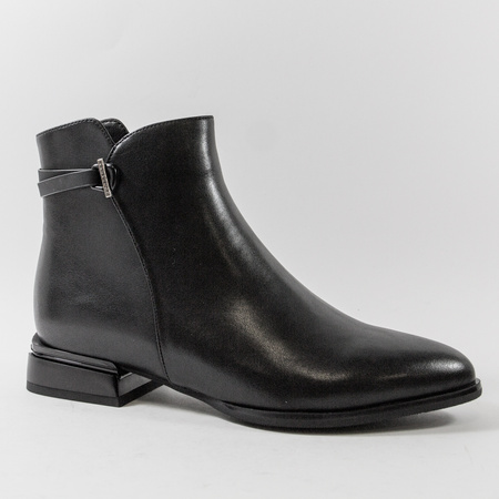 Botki damskie CAMBELL Czarne skórzane ocieplane eleganckie 55317