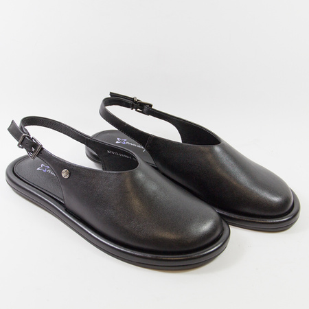 Maciejka K7513 Sandały damskie czarne skórzane zakryte palce Barefoot
