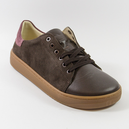 Półbuty damskie KAMPA Barefoot Brązowe Sneakersy Skórzane zamszowe 1120